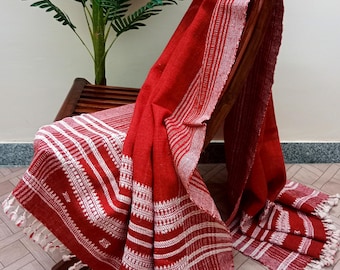 Handwoven Bhujodi Wool Throw Blanket | Teal Green, Geometric Design