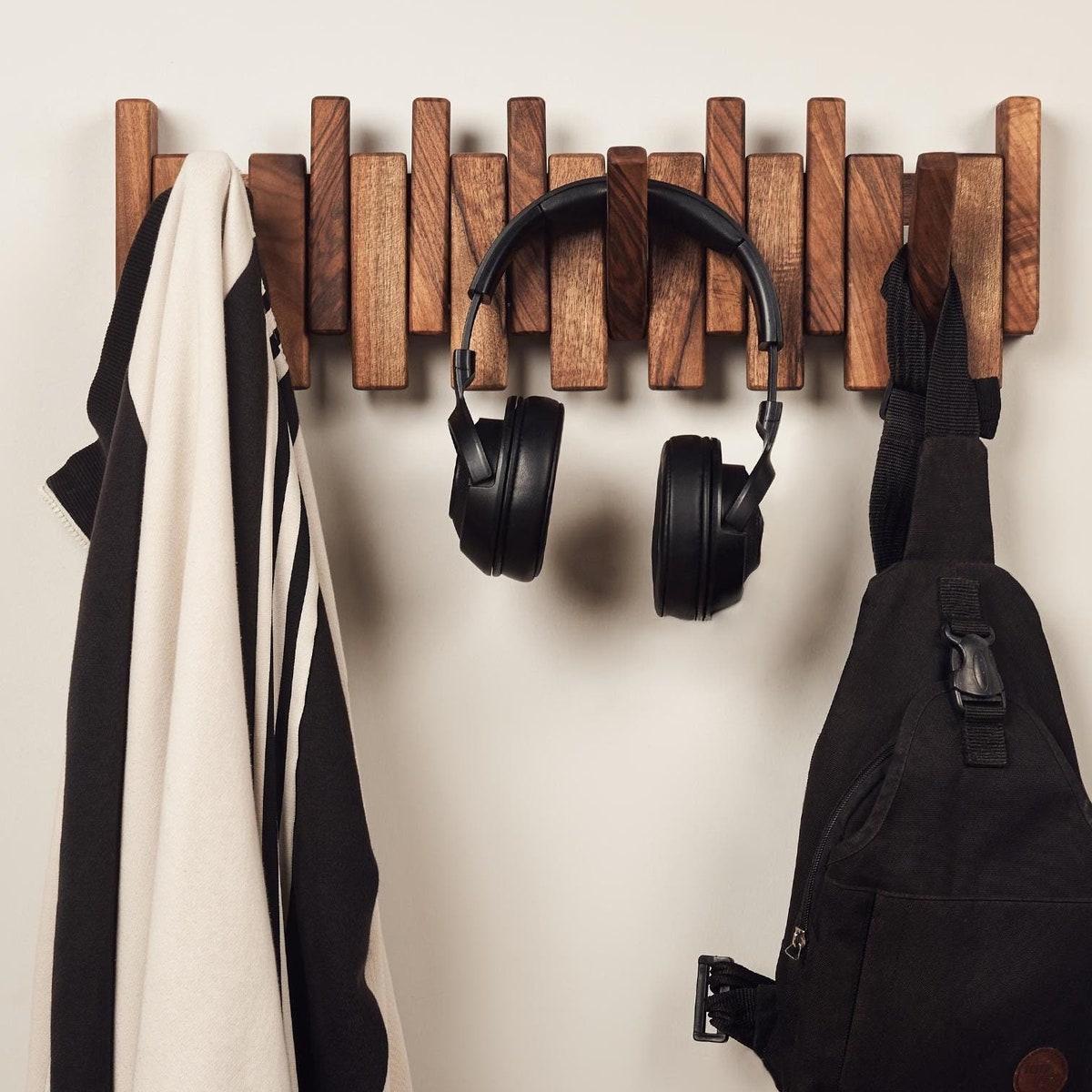 Walnut Beech Wood Piano Coat Rack, Mudroom Entryway Storage, Space Saving Flip Down Magnetic Hook Multifunctional Wall Hat Towel Organizer - Etsy