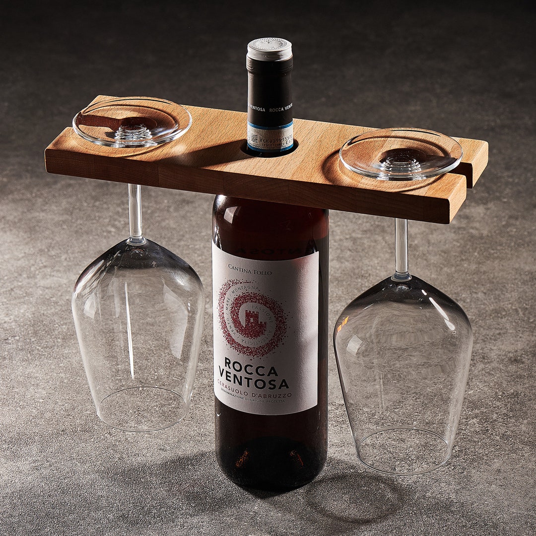 Handmade Wooden Wine Glass Bottle Holder, New Home & Valentine Gift ...