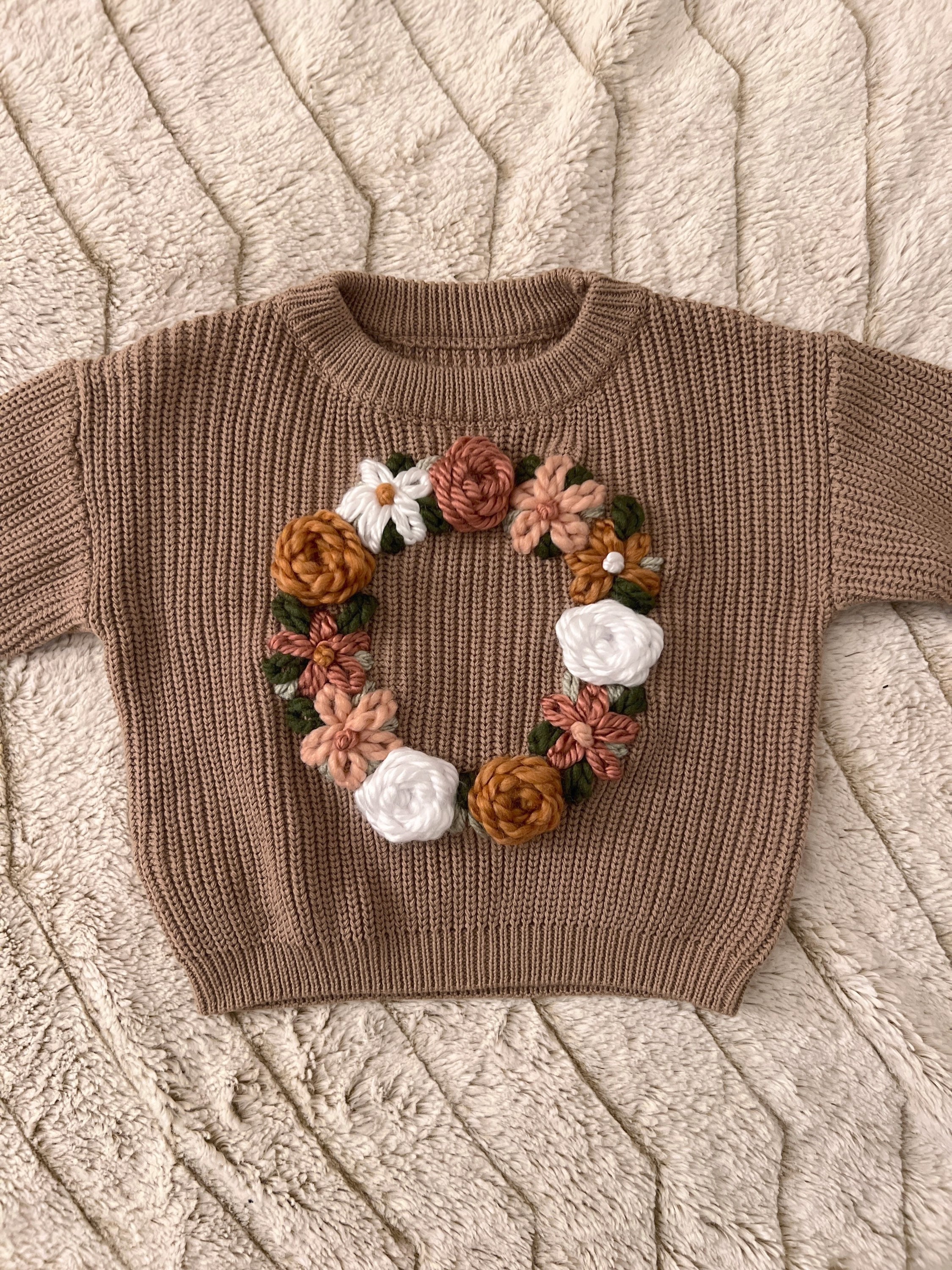 Custom Initial Flower Design Embroidered Baby and Toddler