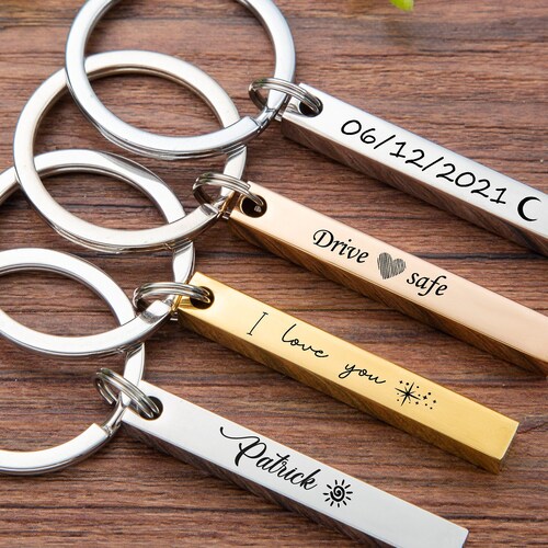 Personalized Bar Keychain Customized Keychain for Men Etsy