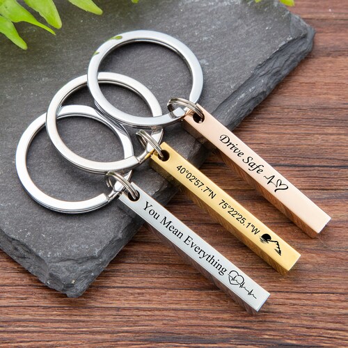 Personalized Keychain 4 Sided Bar Custom Name Gift Etsy