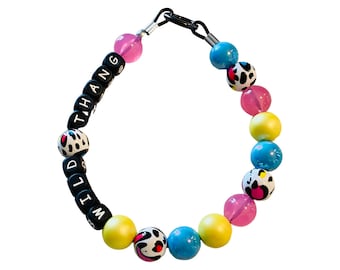 Wild Thang Dog Collar, Silicone Letters Beads, Perfect, Gift, Summer Colors, Bright, Durable and Festive