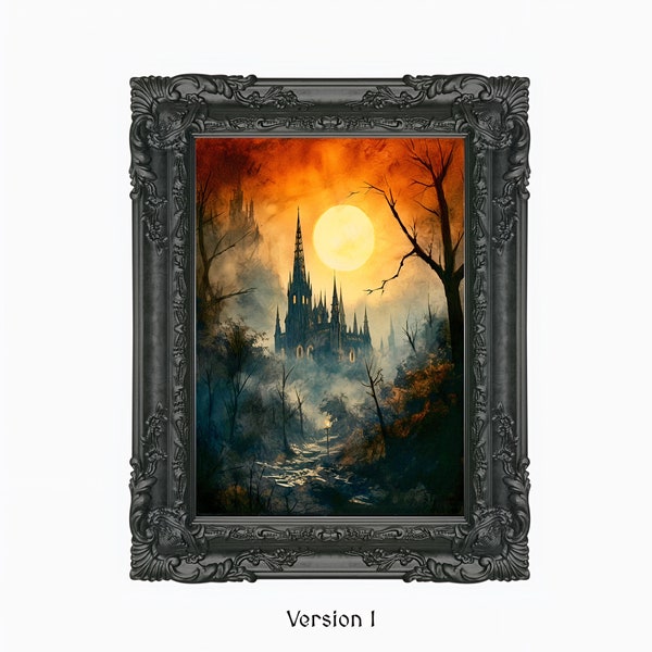 Chapel of death - Moonlight series. Watercolor painting. Artwork Art print and wall art. Gothic home decor. Gift and handmade painting