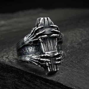 Coffin hands of death. Gothic Ring, custom made. Gothic jewellery. medieval