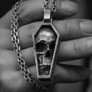 Coffin skull - Gothic jewelry. Stainless steel, gift. punk and rock.