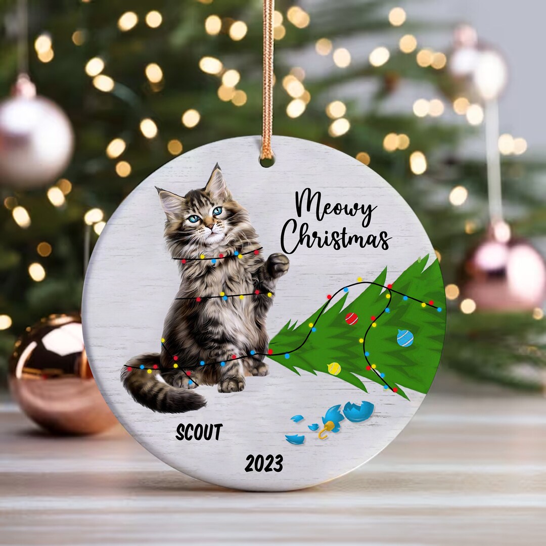 Personalized Maine Coon Cat Christmas Ornament Custom Maine Etsy
