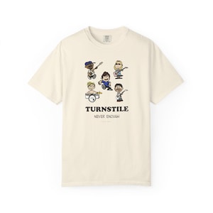 Turnstile Never Enough Cartoon Peanuts Band Grafik T-Shirt, Musik Liebhaber Geschenk, Unisex T-Shirt, Rock Konzert Shirt, lässige niedliche Komfort Farben Bild 1