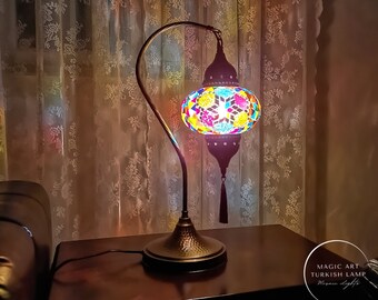 Royal Blue DB2 Turkish Mosaic Camel Neck Lamp 8.75"x16.25" 