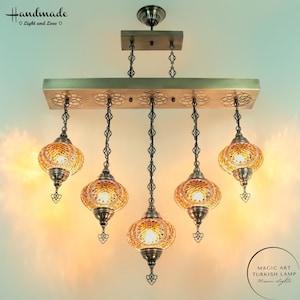 Colorful 5 Globes Turkish Mosaic Ceiling Lamp, Morrocan Hanging Lamp, Morrocan Pendant Light, Modern Chandelier Lamp, Morrocan Lantern Light