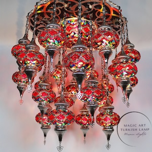 Turkish Mosaic Chandelier 24-Globe Large Size