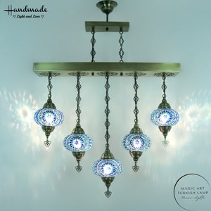 Turkish Mosaic Chandelier 5 Globes Dining Room Lights