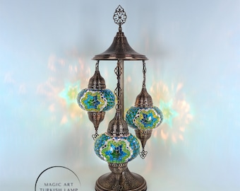 Mosaic Bedside Lamp 3-Globe Colorful Color