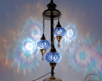 3-Globe Turkish Mosaic Lamp: Turkish Chandelier Lighting