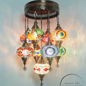 Personalized Morrocan Ceiling Light, Customized Pendant Lighting, Turkish Colorful Lantern Lamp, Handmade Hanging Lamp, Mosaic Chandelier