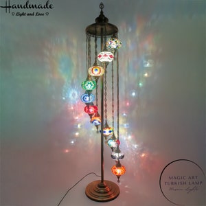 Colorful Turkish Mosaic Standing Lamp: Stained Glass Floor Light