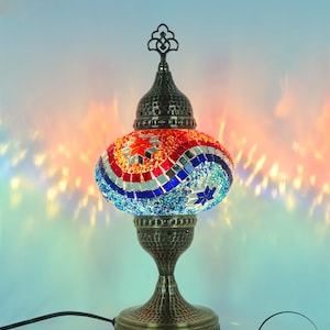 Turkish Mosaic Table Lamp Colorful Color Blue Orange