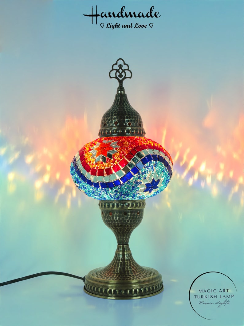 Turkish Mosaic Table Lamp Colorful Color Blue Orange