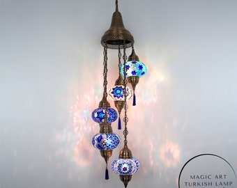 Turkish Mosaic Chandelier: Colorful Handmade Pendant Light