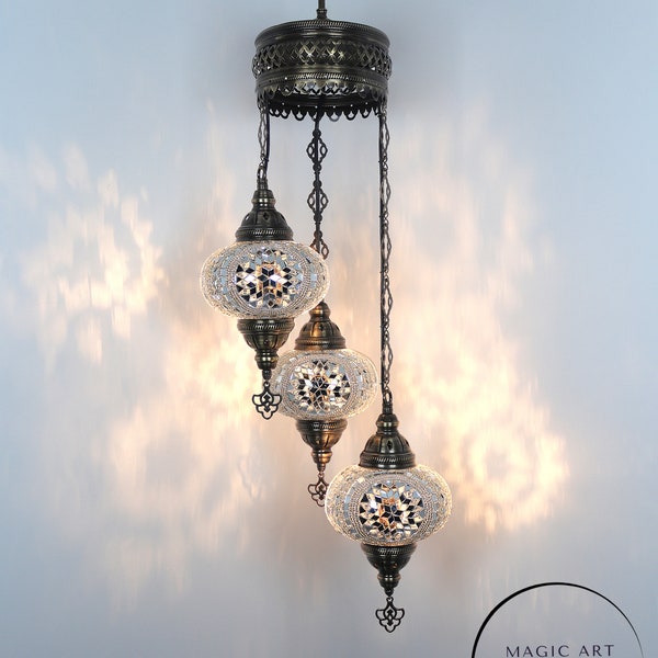 Bouchon de chaîne supplémentaire pour lustre en mosaïque turque à 3 globes