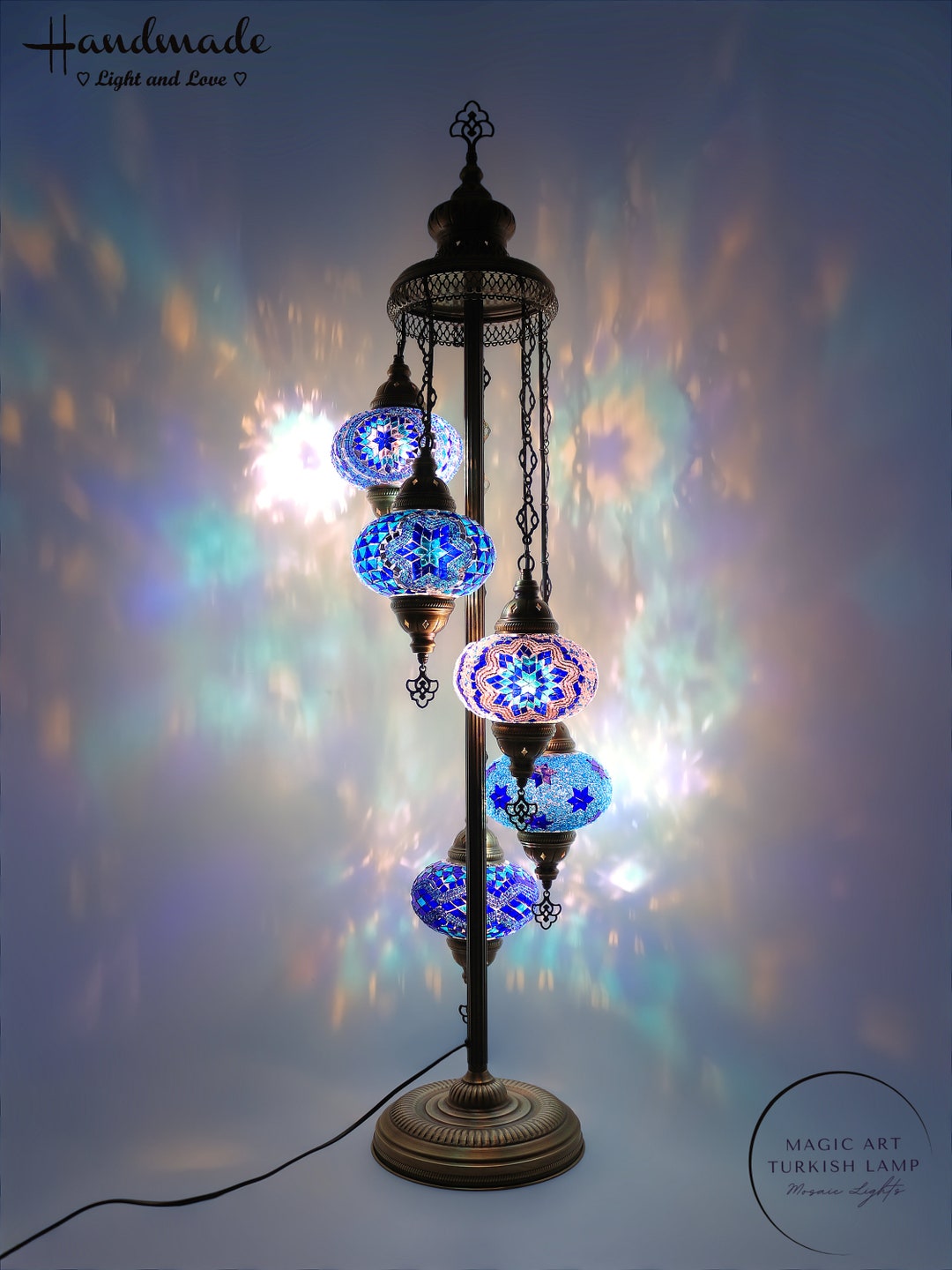 Mosaic Floor Lamp 5 Globes Unique Standing Lighting - Etsy