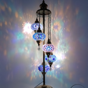 Mosaic Floor Lamp 5 Globes Unique Standing Lighting