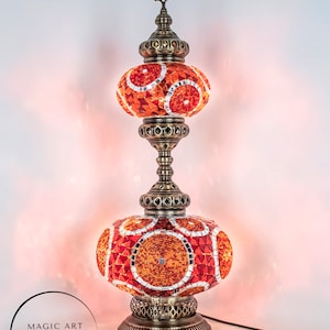 Turkish Mosaic Table Lamp 2-Globe Stained Glass