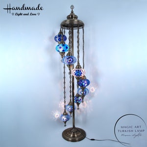 9 Globes Turkish Mosaic Floor Lamp, Turkish Mosaic Floor Lamp, Colorful  Mosaic Glass Lamp, Mosaic Floor Light, Moroccan Lantern Lamp