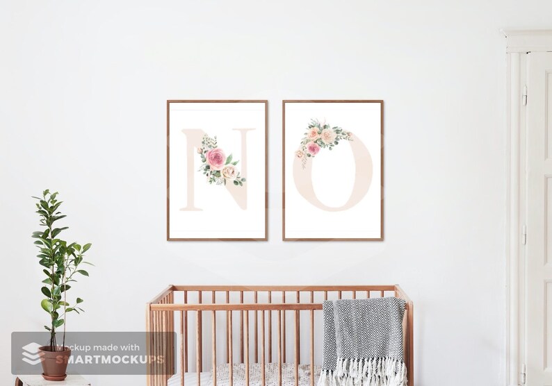 Letter N Wall Decor Digital Download Initial Wall Art Etsy