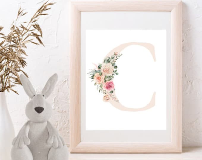 Letter C Wall Decor, Digital Download, Initial Wall Art, Nursery Letter