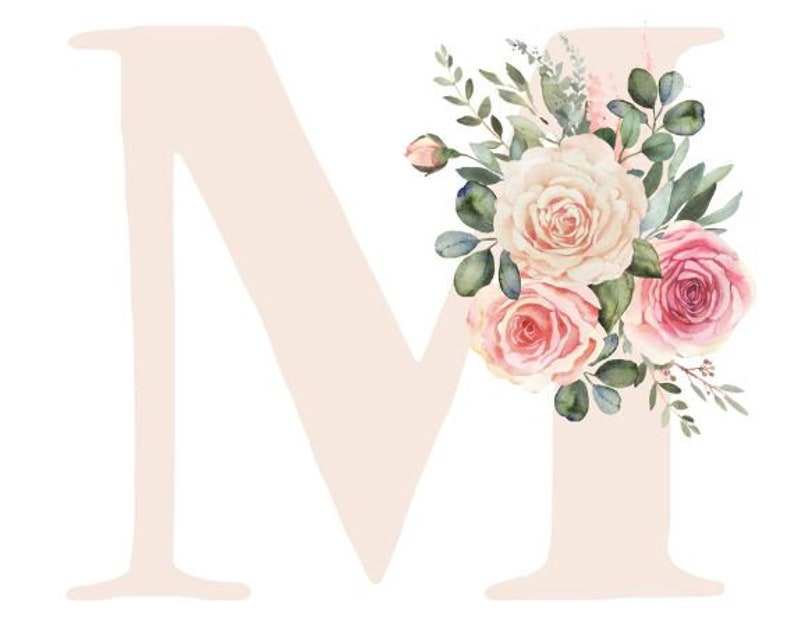 Letter M Wall Decor, Digital Download, Initial Wall Art, Nursery Letter