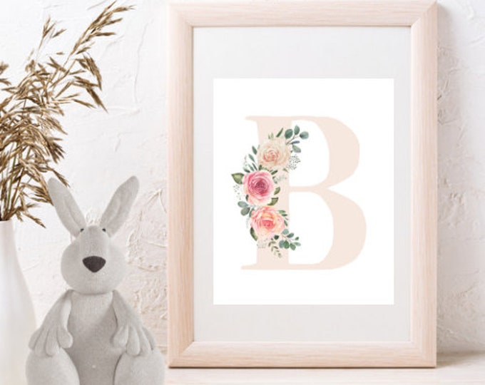 Letter B Wall Decor, Digital Download, Initial Wall Art, Nursery Letter