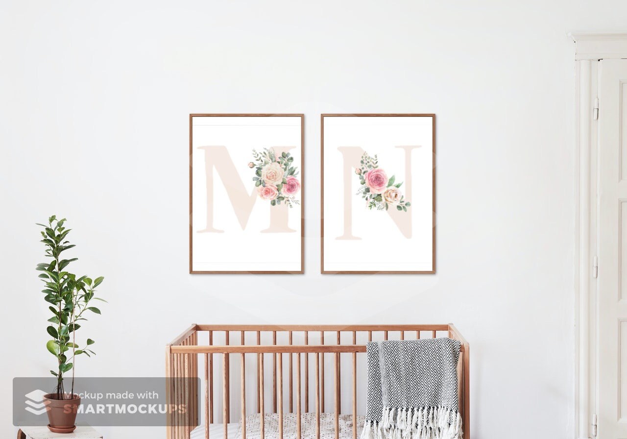 Letter M Wall Decor, Digital Download, Initial Wall Art, Nursery Letter ...