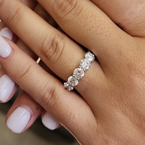 HUGE 7 Carat Lab Grown Diamond Wedding Band / Round Shape Lab Grown Diamond Eternity Band / U Shape Eternity Ring / 14k 18k White Gold