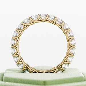 14k Yellow Gold Lab Grown Diamond Eternity Band / 2.2 TCW Stackable Eternity Ring / Trellis Set Wedding Band / 3mm Diamond Wedding Band