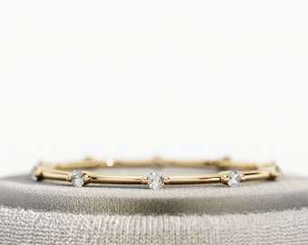 Anillo de bodas de diamantes pequeños / Anillo de bodas fino con diamantes cultivados en laboratorio / Anillo delicado inspirado en la naturaleza / Anillo de bodas delicado de oro de 14 quilates
