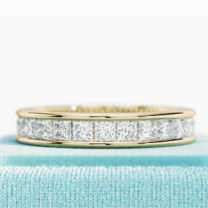 2.2 CT Princess Cut Lab Grown Diamond Eternity Ring / Channel Set Diamond Band / Princess Cut Lab Diamonds / Yellow Gold Stacking Ring