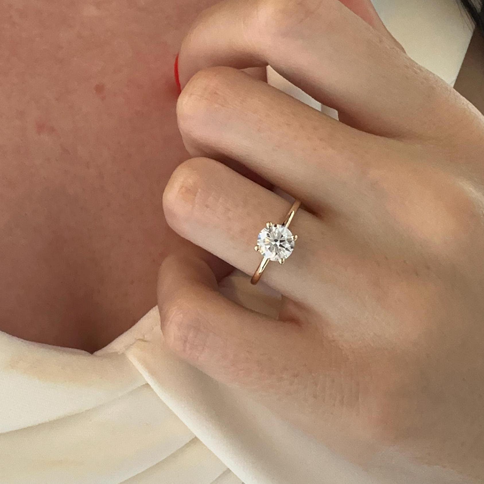 1 Carat Lab Grown Diamond Engagement Ring / Round Brilliant CVD Diamond  Ring / 14K 18K White Gold Minimalist Ring / 4 Prong Proposal Ring - Etsy