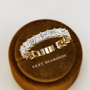4 Carat Princess Cut Diamond Eternity Band / Lab Grown Diamond Full Eternity Ring  / 14k Gold Diamond Wedding Band / Open Gallery Eternity