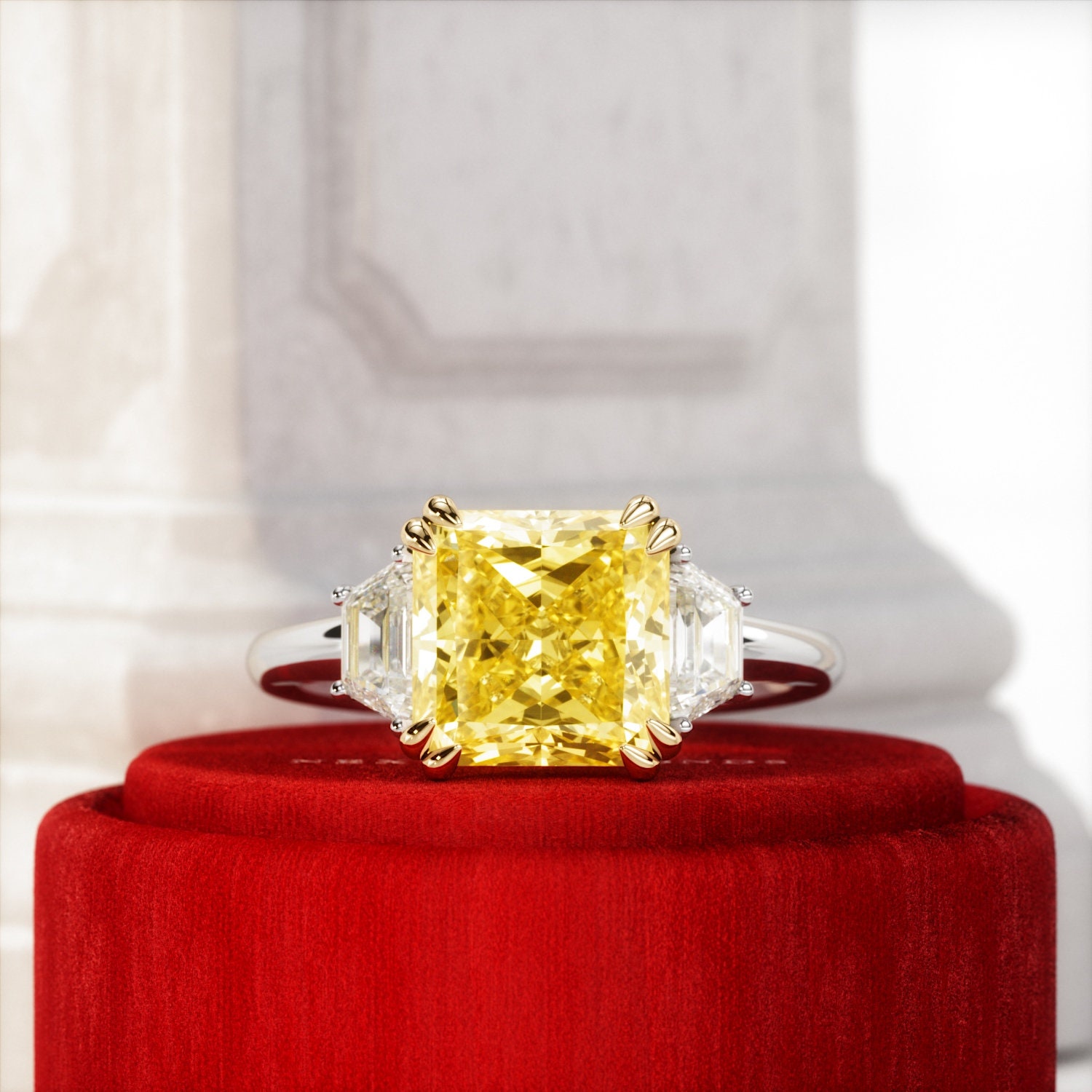 4 Carat Fancy Intense Yellow Radiant Cut Lab Grown Diamond Etsy