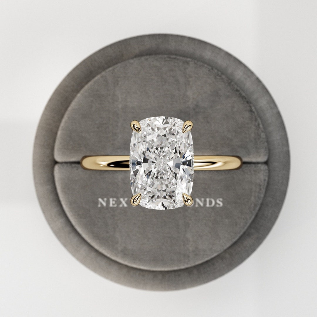 3 Carat Lab Diamond Ring / 3 CT Elongated Cushion Diamond / Etsy