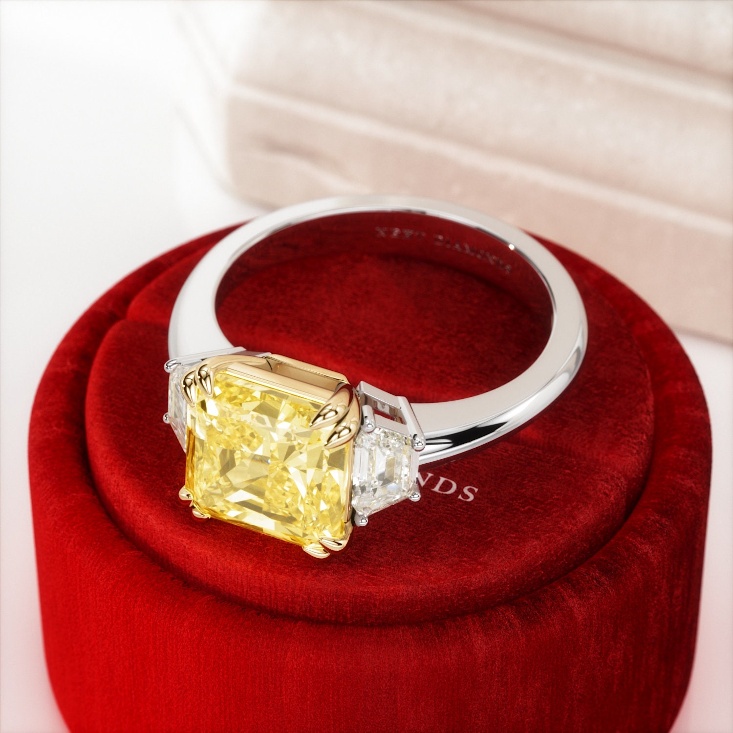 4 Carat Fancy Intense Yellow Radiant Cut Lab Grown Diamond Etsy