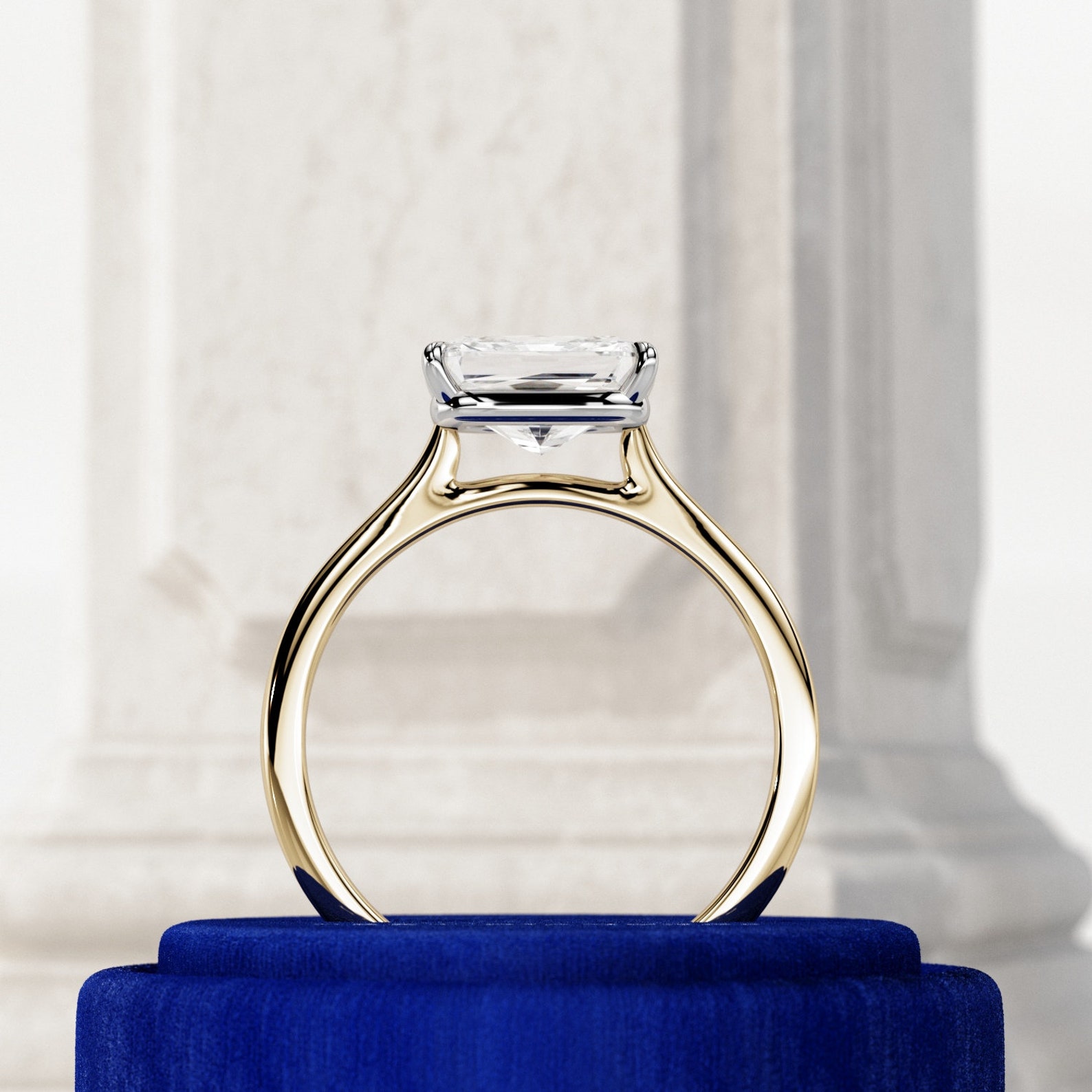 2 Carat Radiant Lab Diamond Engagement Ring / East West Etsy