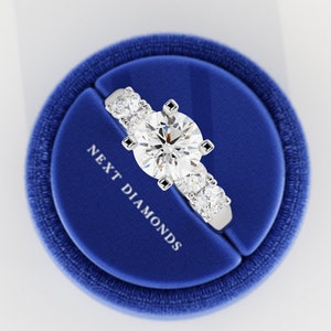 1.5 Carat Round E VVS2 Lab Grown Diamond Engagement Ring / 14K White Gold Unique Engagement Ring / Bespoke Vintage Style Engagement Ring