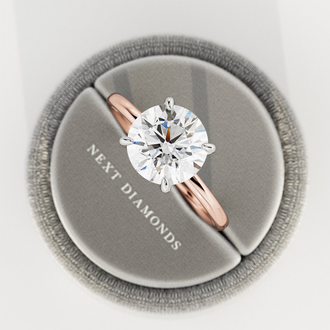 Anello da uomo 21p solitario tondo 2,14 ct diamante creato in Anello da uomo 21p solitario tondo 2,14 ct diamante creato in