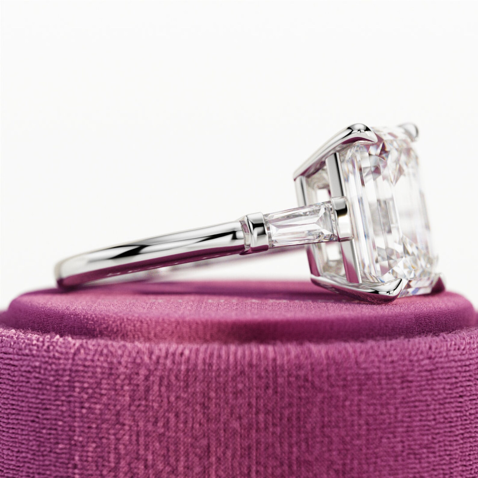 3.5 Carat Emerald Cut Lab Grown Diamond Ring / Emerald and Etsy