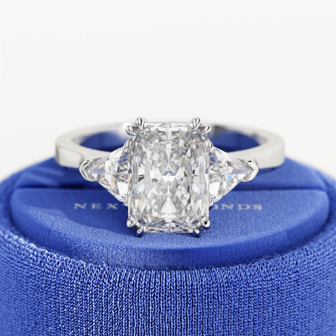 2.5 Carat Radiant Lab Grown Diamond Ring / Three Stone Etsy