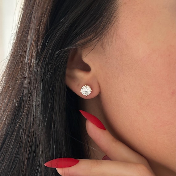 4,00 Karat TW Moissanit Solitär Ohrstecker 14K Weißgold Zertifiziert FL