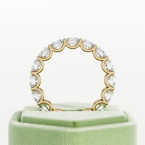 4.8CT Lab Grown Diamond Eternity Band / U Shape Eternity Ring / Full Eternity Diamond Band / 14k Yellow Gold / Wedding Band / Stacking Ring