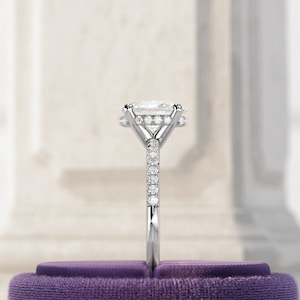 1 Carat Oval Engagement Ring / Oval Cut Lab Grown Hidden Halo Diamond